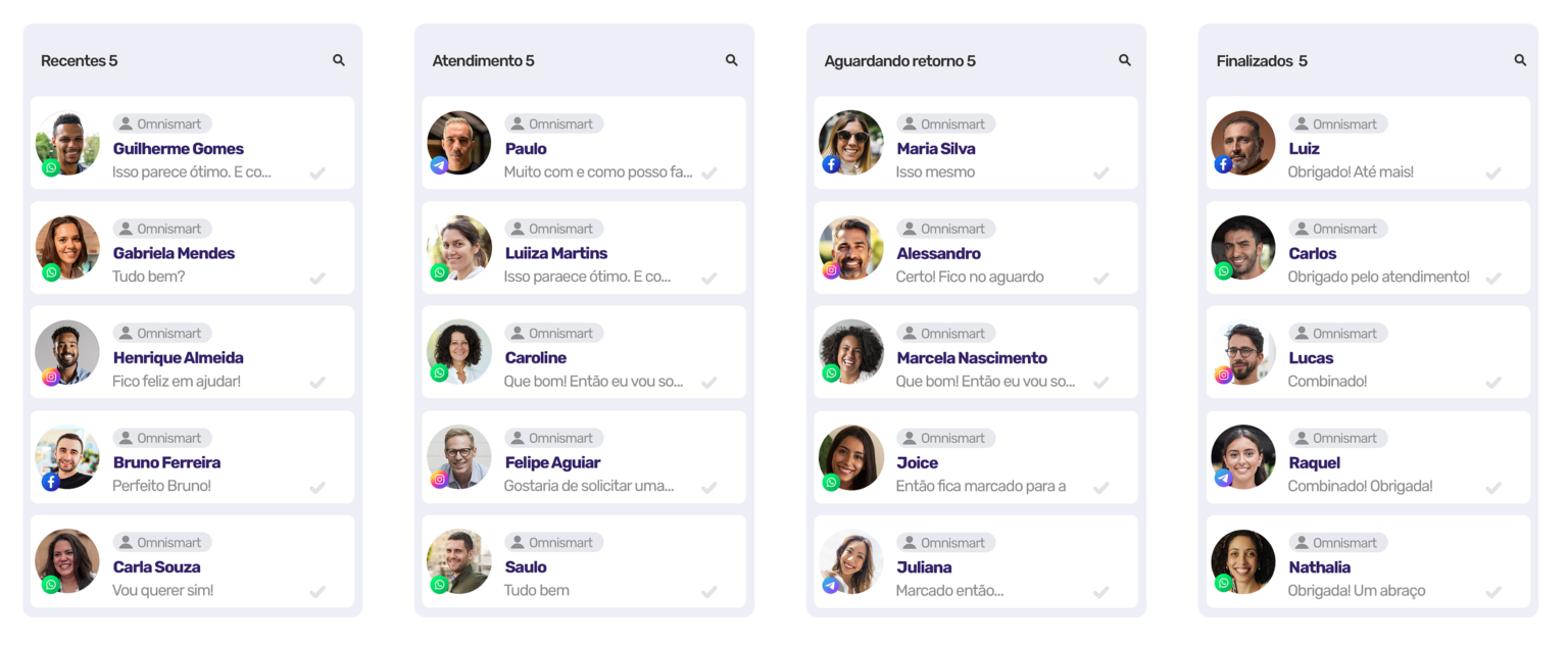 Kanban de atendimentos e processos na OmniSmart