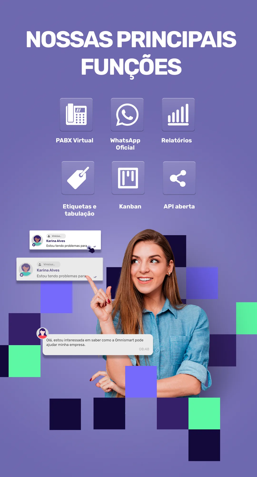 Visão das funções disponíveis na plataforma OmniSmart